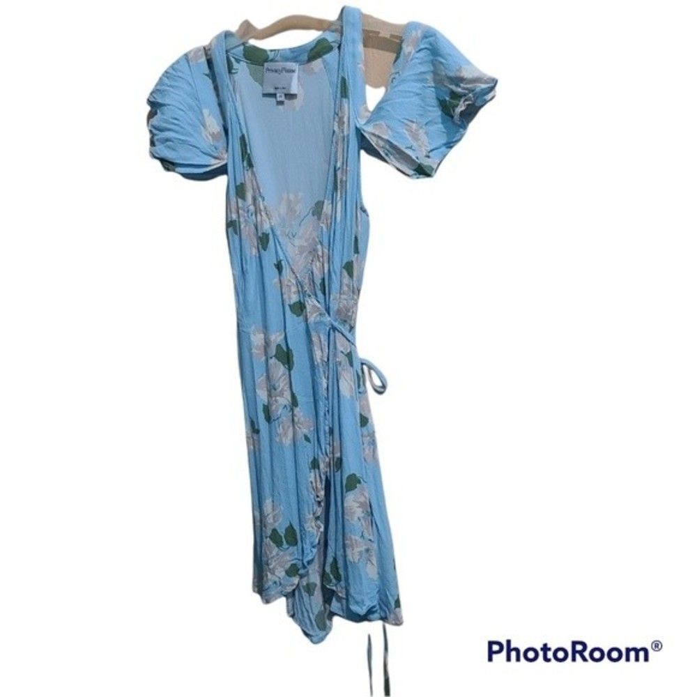 Privacy Please Delta floral cold shoulder wrap Dress light Blue XS - Picture 5 of 11